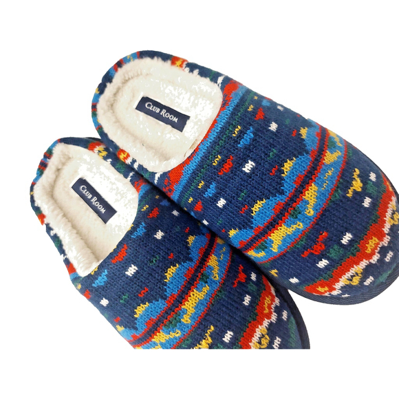 Club Room Men's Navy Blue Faire Isles Indoor/Outdoor Slippers Size Small 6-7 - Picture 6 of 16